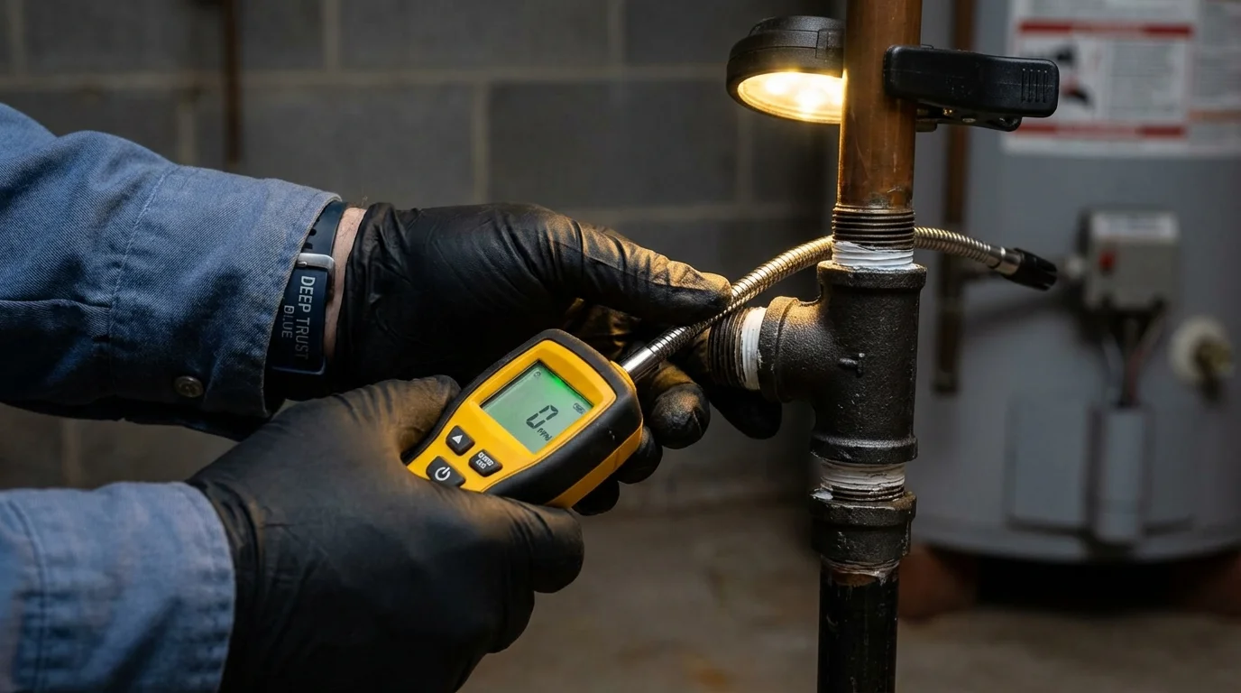 Gas leak detection with electronic sniffer by Johns Plumbing LLC in Pewaukee